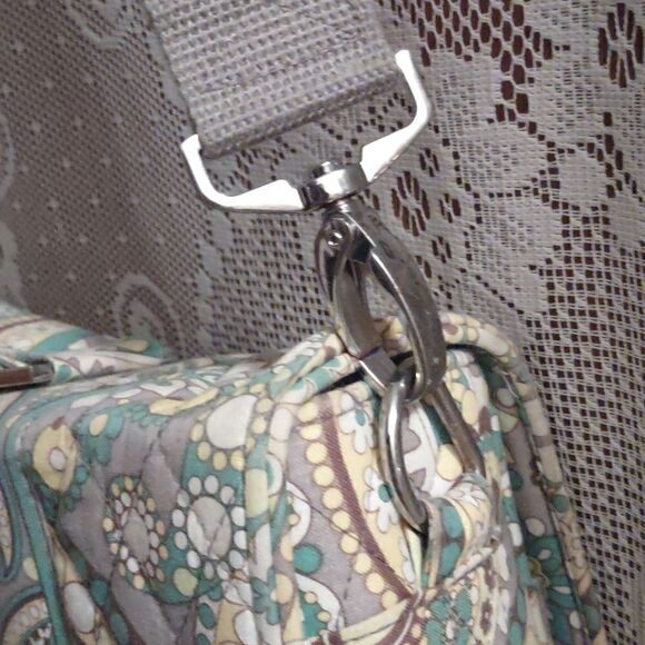 Vera Bradley attache briefcase Paisley Aqua Yellow Floral shoulder strap handle - Picture 5 of 12